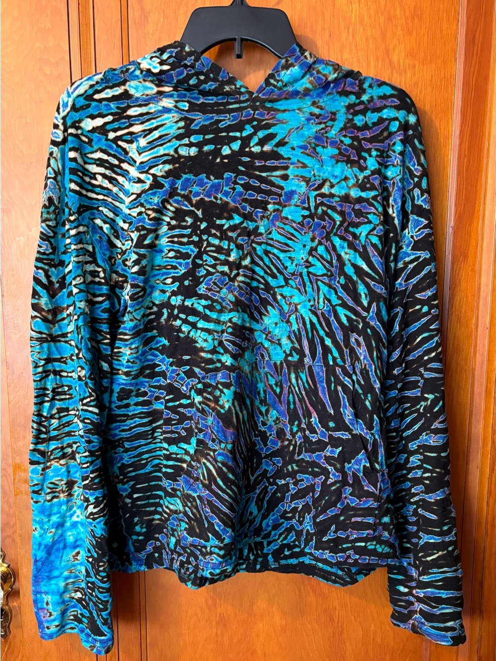 Women’s Vivid Blue & Black Patterned Hoodie Sweatshirt